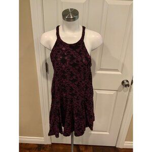 Free People Purple & Black Textured Trapeze Dress W/ Pockets, Size M
